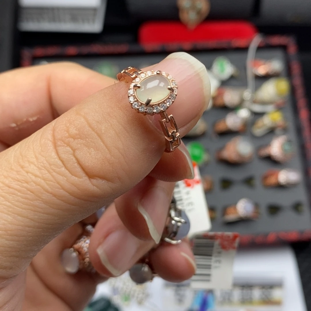 翡翠银S925镶嵌戒指