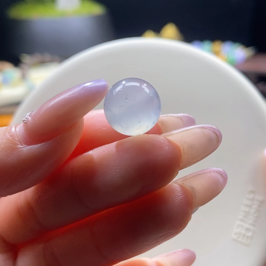 翡翠未镶嵌颈饰翡翠冰飘雪花棉珠13.1mm
