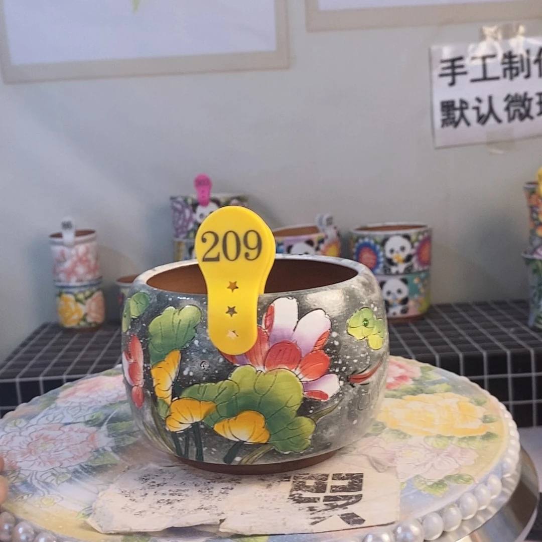 红泥花盆手绘红陶花盆