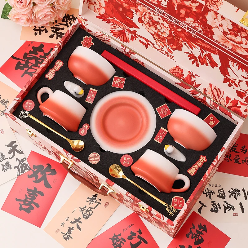 结婚礼物送新娘送闺蜜好朋友礼品新人订婚实用喜杯子餐具套装高级