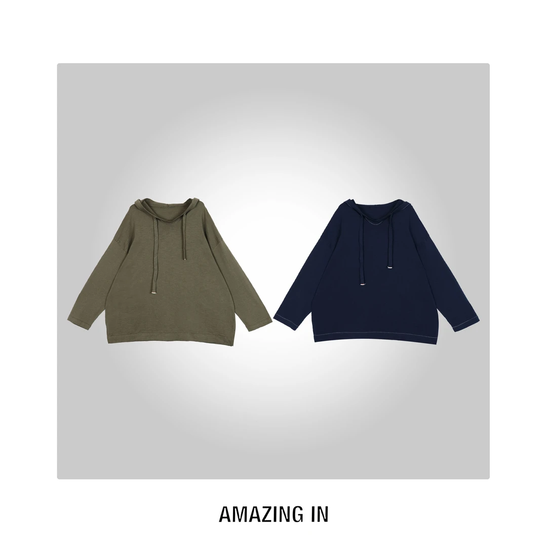 AMAZING IN | 1oo%竹节棉 | 16针落肩连帽衫A250811-AI58CSW11088