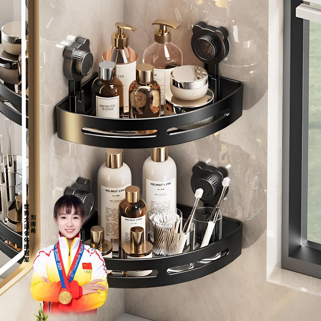 【买一送一】浴室置物架墙面吸盘免打孔收纳架厨房壁挂调料架多功能