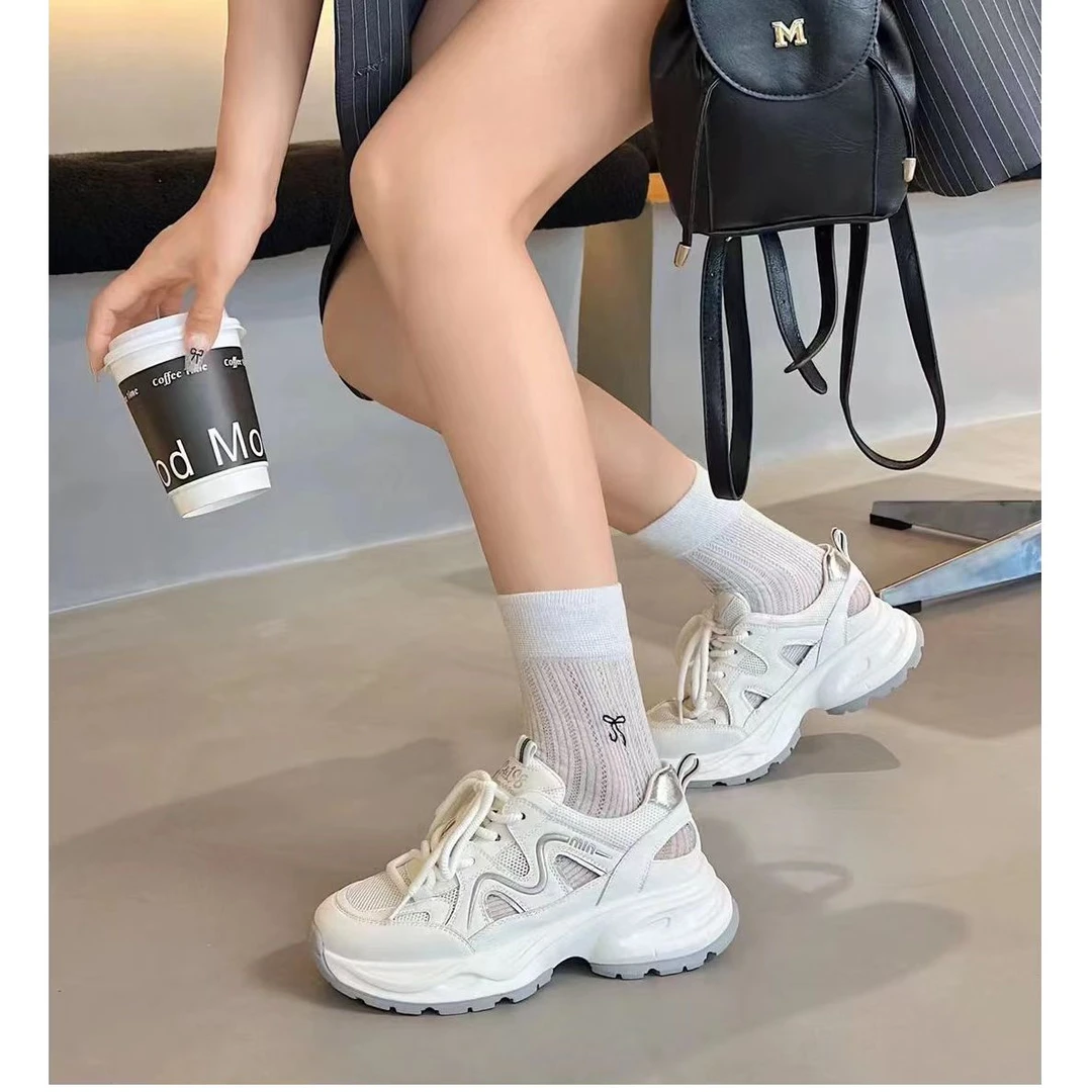 镂空新款老爹鞋女厚底增高休闲运动鞋百搭透气网面小白鞋256