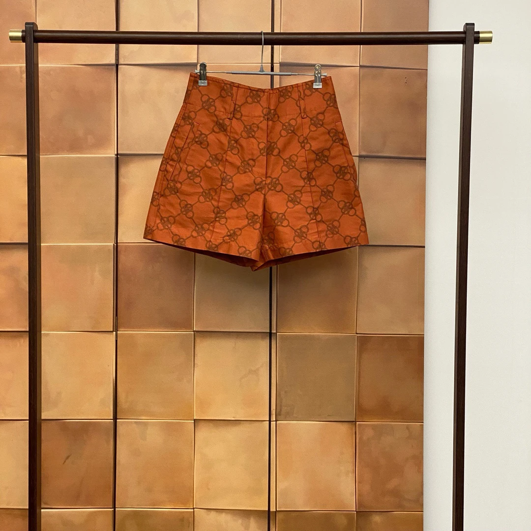 99新 Hermes/爱马仕 砖红色猪鼻子满印短裤/36码/99新/30548