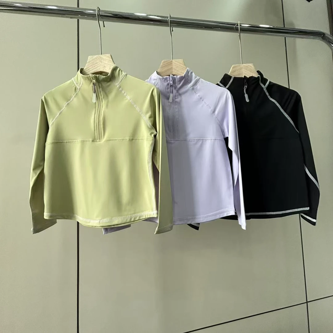 女童速干长袖卫衣春秋2025新款儿童立领运动上衣中大童训练卫衣