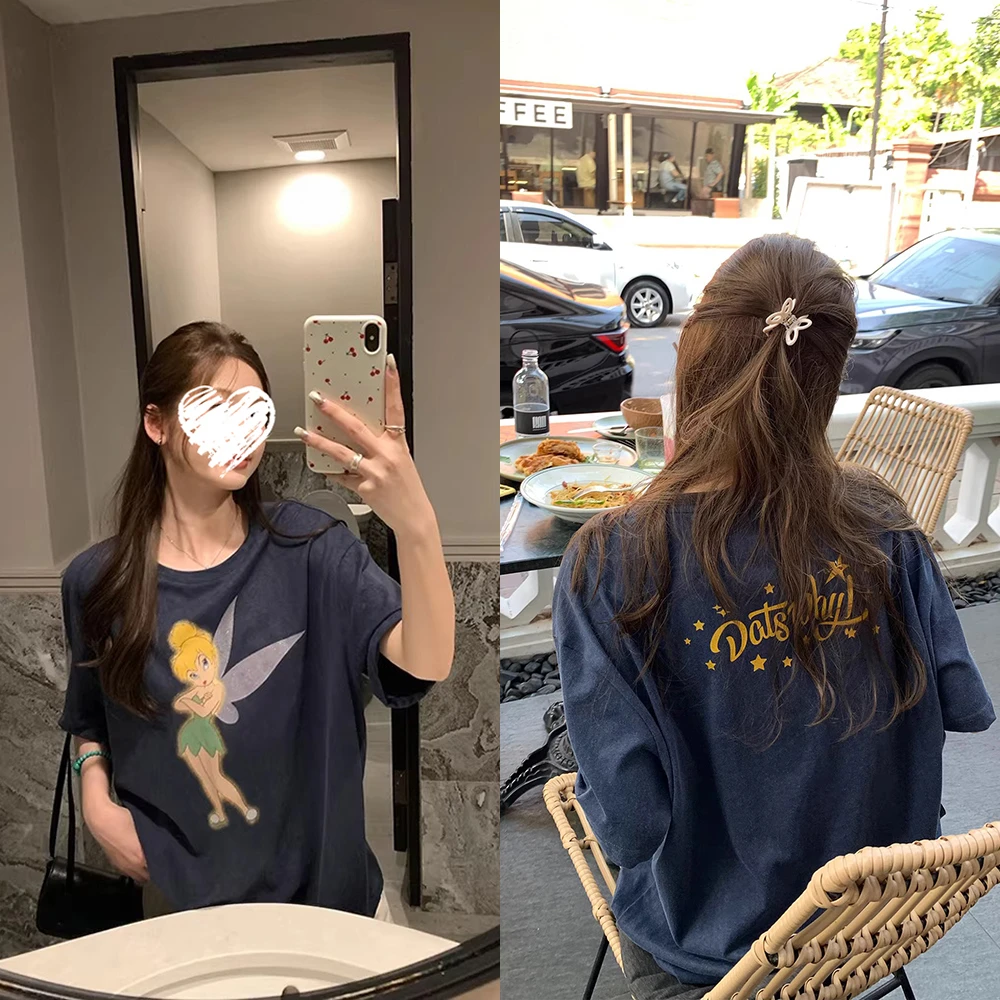 夏季新款卡通花仙子印花宽松短袖T恤女休闲百搭 62158