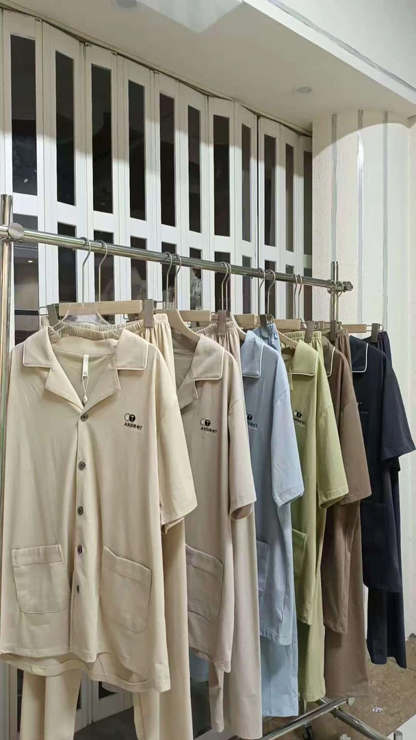 30125夏季短裤短袖睡衣家居服套装潮流翻领休闲宽松