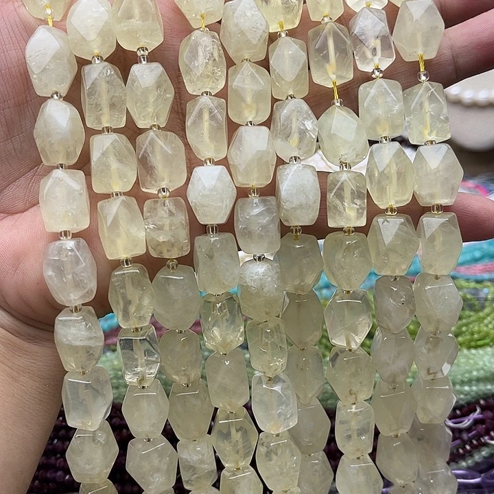 玛瑙/玉髓未镶嵌珠宝半成品一条10/14mm左右柠檬晶