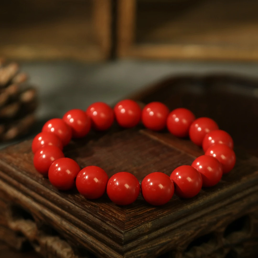 含辰砂工艺品凰一品 古法手工云端朱砂手串（12mm）