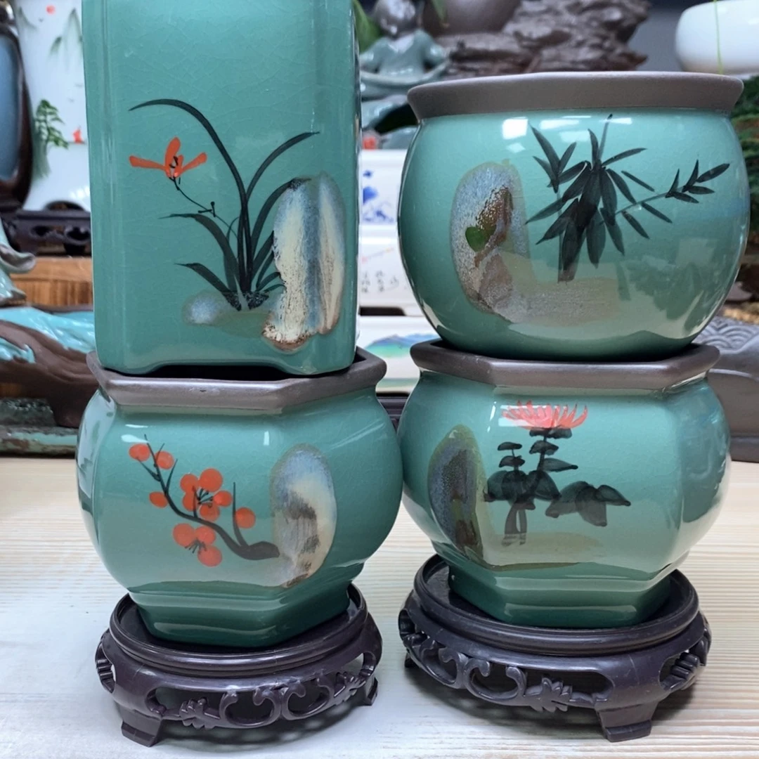 紫砂花盆陶瓷艺术花盆陶瓷