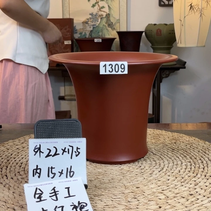 紫砂花盆 全手工大红袍1309
