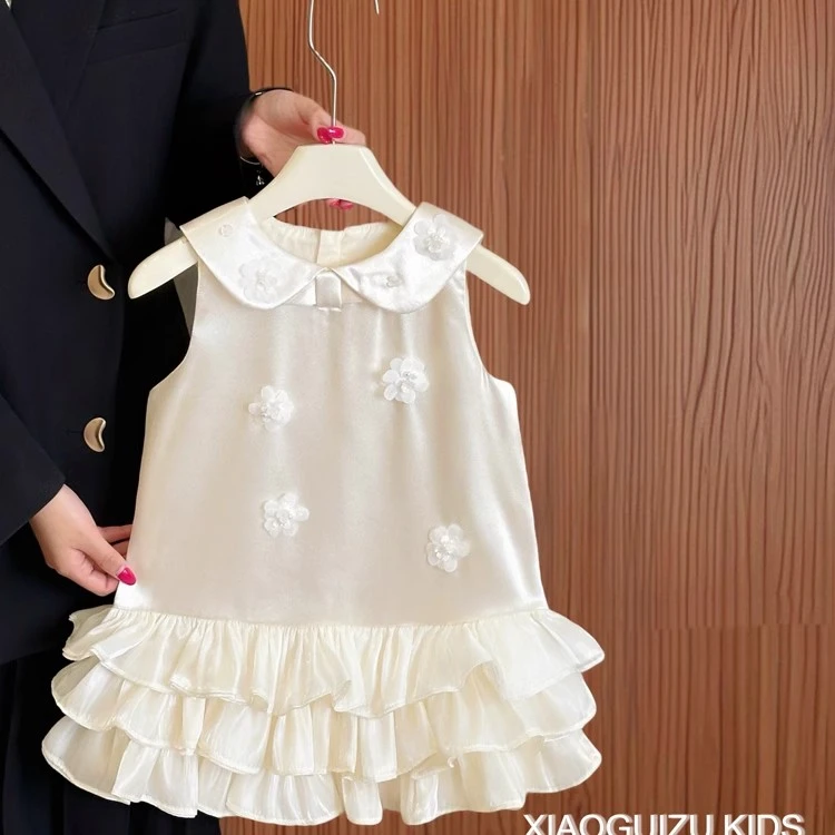 女童公主裙生日周岁礼服裙2025新款夏装小童女宝宝洋气背心连衣裙