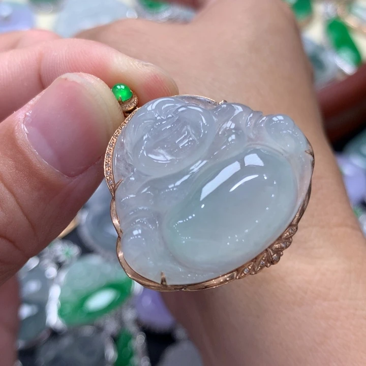 翡翠18K金镶嵌吊坠(不含链)