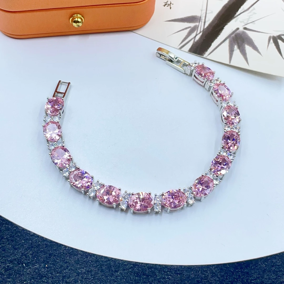 4097  粉色椭圆拼接手链百搭多样性发货