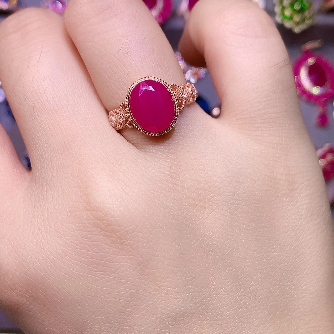 红宝石戒指银S925镶嵌