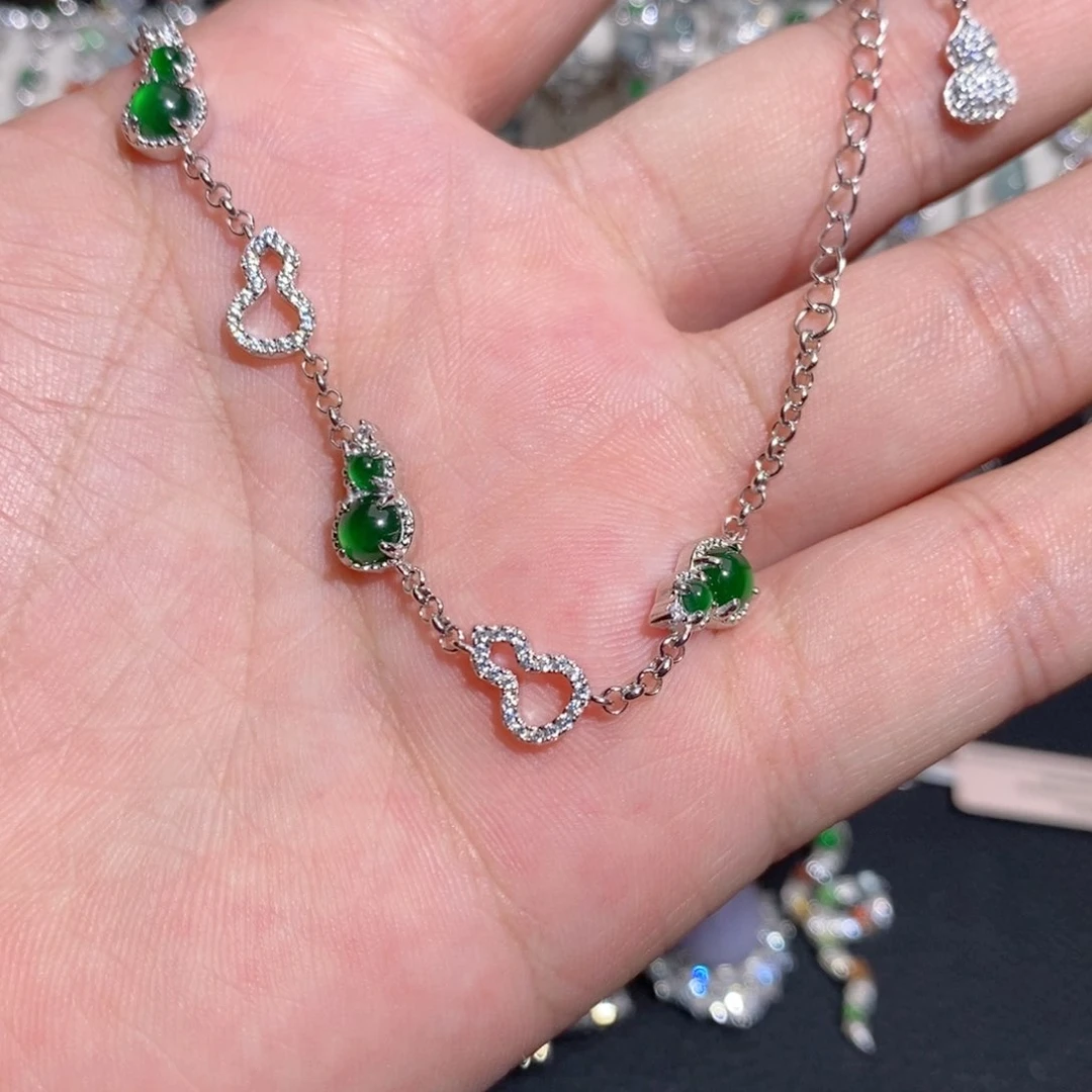 银S925镶嵌手链翡翠k j ii