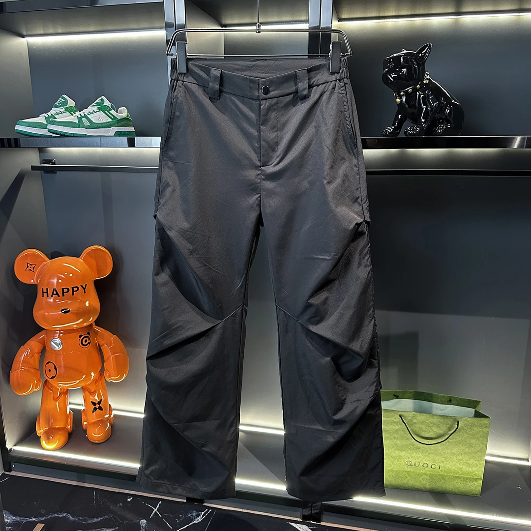 小众设计感美式褶皱拖地微喇叭休闲裤子宽松直筒垂感黑色西装子男