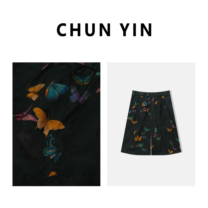 李理LELE『花园蝶舞·两面穿短裤』新中式设计师国风潮流短裤新24170