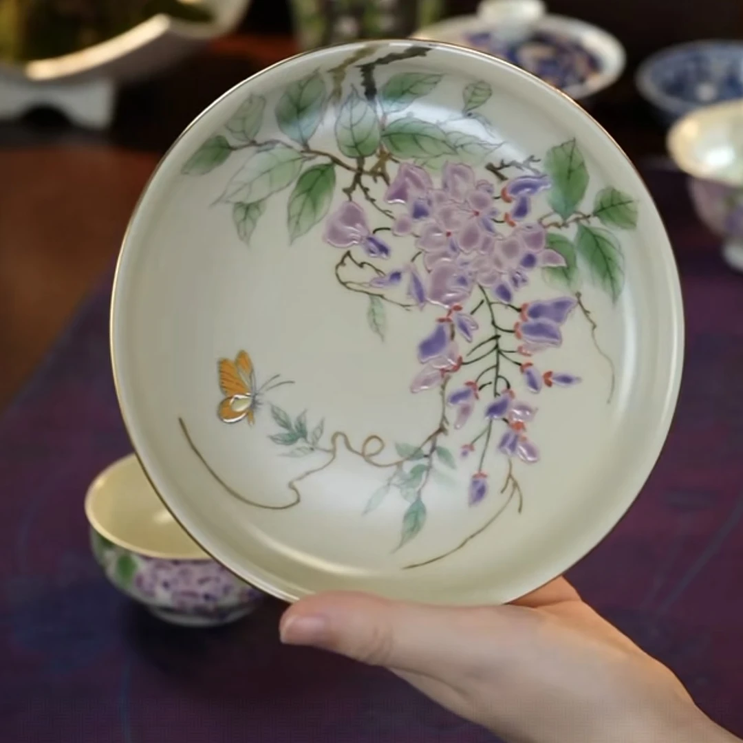 雨溪山房——紫萱花壶承雨溪160纯手工蓝色主人杯