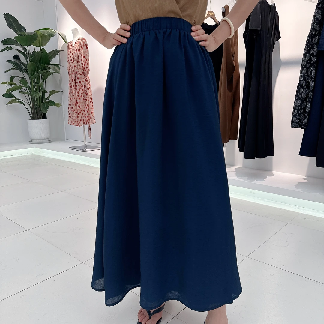 二哥二嫂【藏青半裙】夏季松紧腰百搭半裙