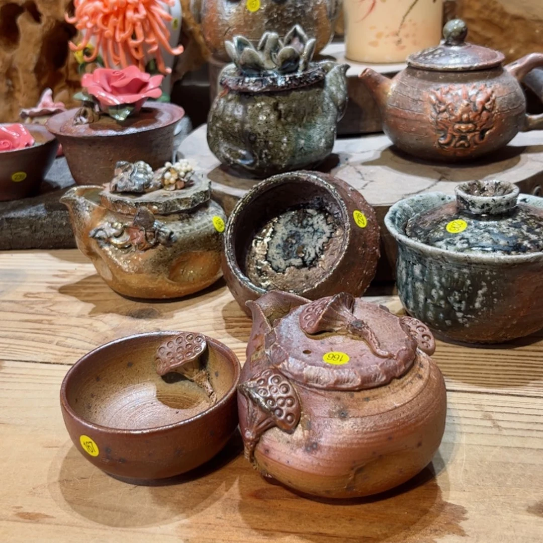 【闪购商品】柴烧茶具手工茶杯宝瓶一套166.167