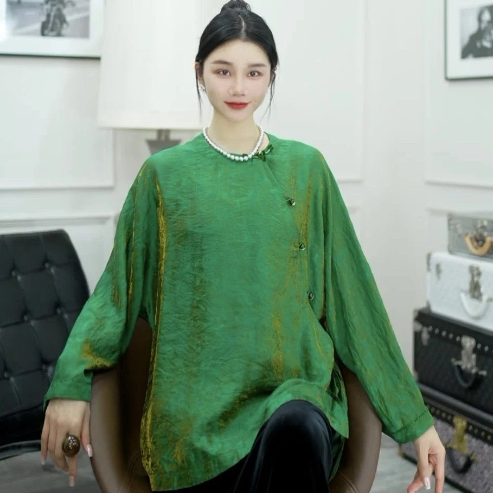 Betty Bairn【匠心/不知春】高定新中式斜襟长袖上衣25B-BW759