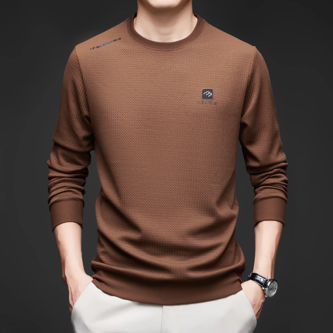 男装圆领长袖时尚薄款宽松潮流高档套头休闲卫衣