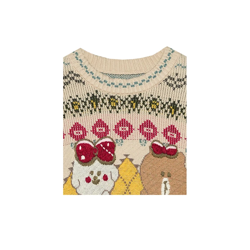 JY3ZZD113386新款设计感提花小熊时尚秋冬新款小众百搭针织毛衣女