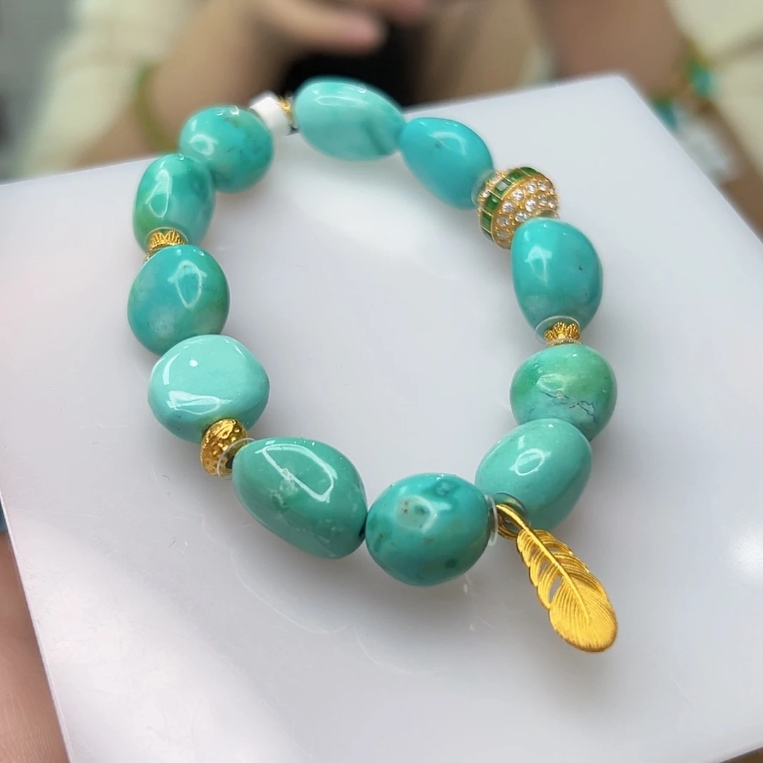 绿松石珠宝奇石18K金镶嵌