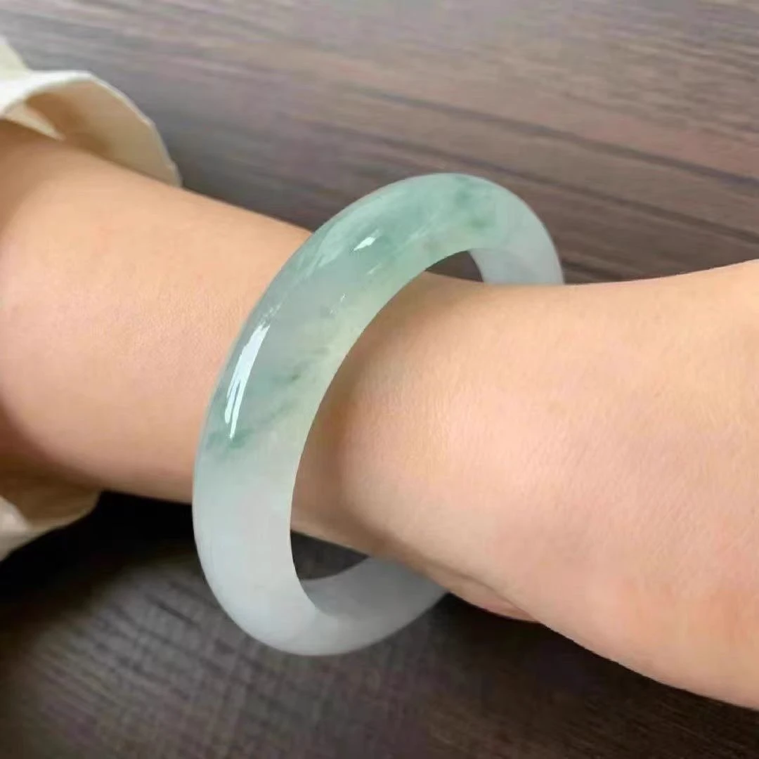 精美缅风绿色飘花山水天空蓝饰品手镯（直播专用）