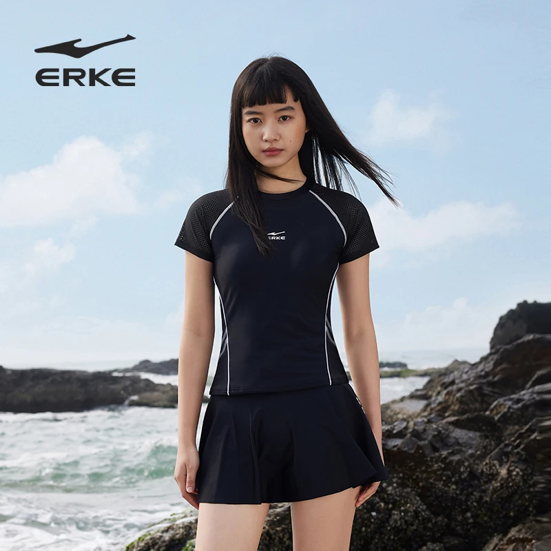 erke/鸿星尔克2025女士泳衣保守分体裙式遮肉显瘦泡温泉游泳衣