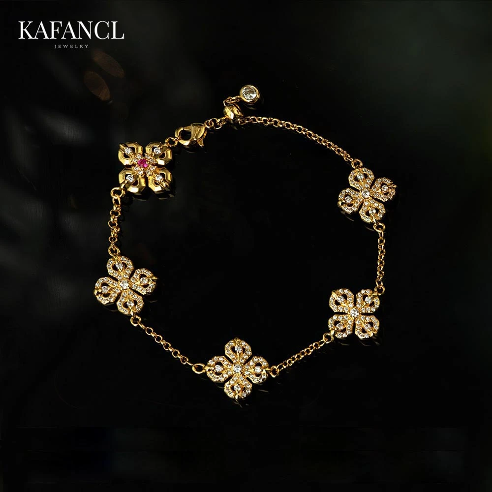 红楼  镀K金 金刚杵双面复古轻奢高级感手链 ZR-C343