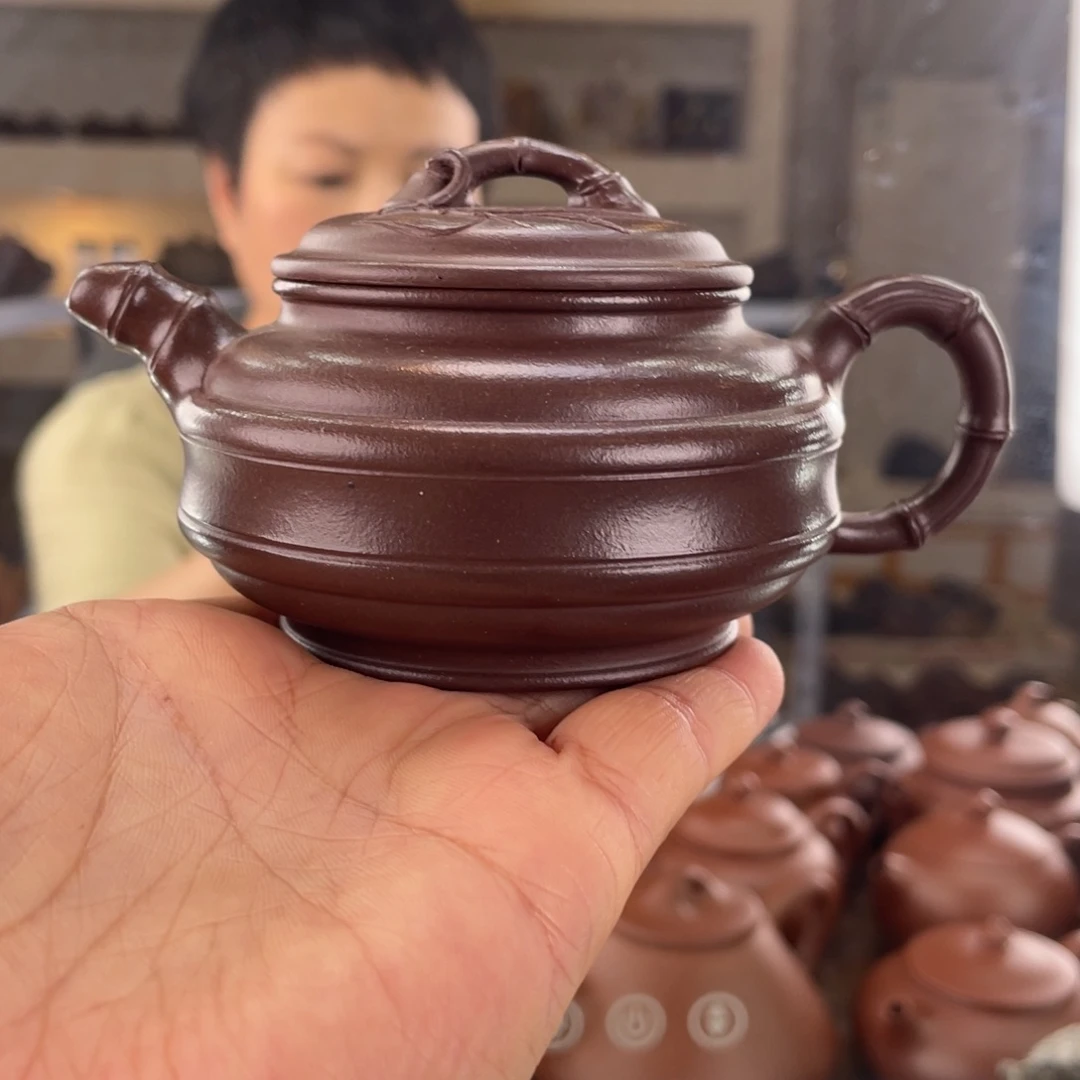茶壶紫砂四号井底槽清双线竹鼓150cc
