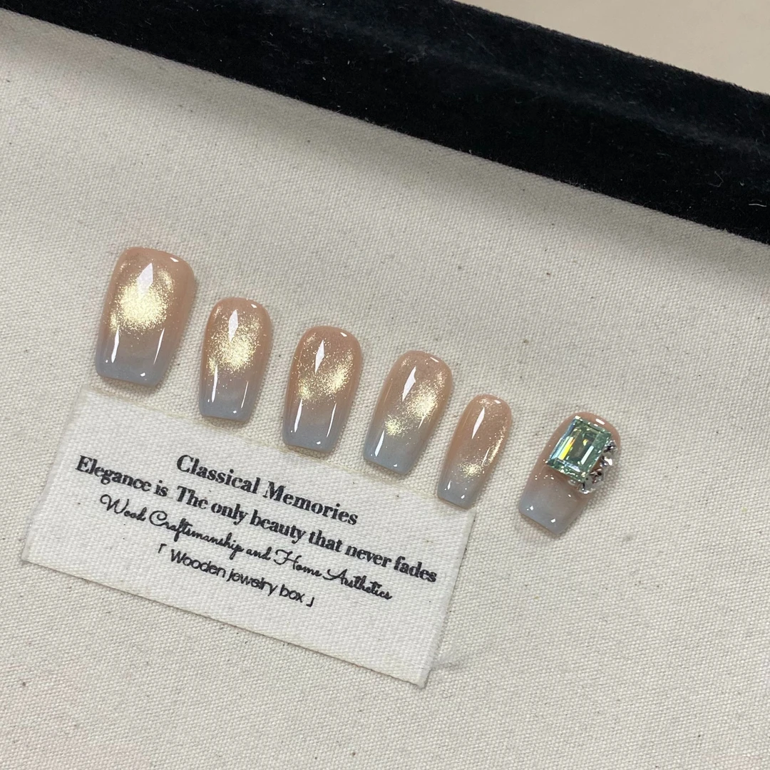 华子轻奢系列【清冷心弦】（12甲）高级感纯手工穿戴甲（送工具包）美甲