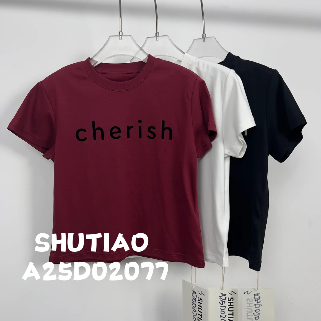 【SHUTIAO】2025夏季：新款小众设计款T恤A25D02077