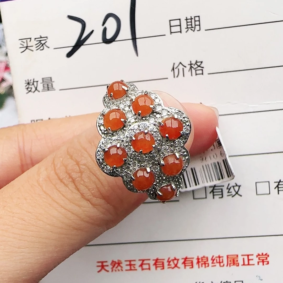 银S925镶嵌戒指翡翠戒指