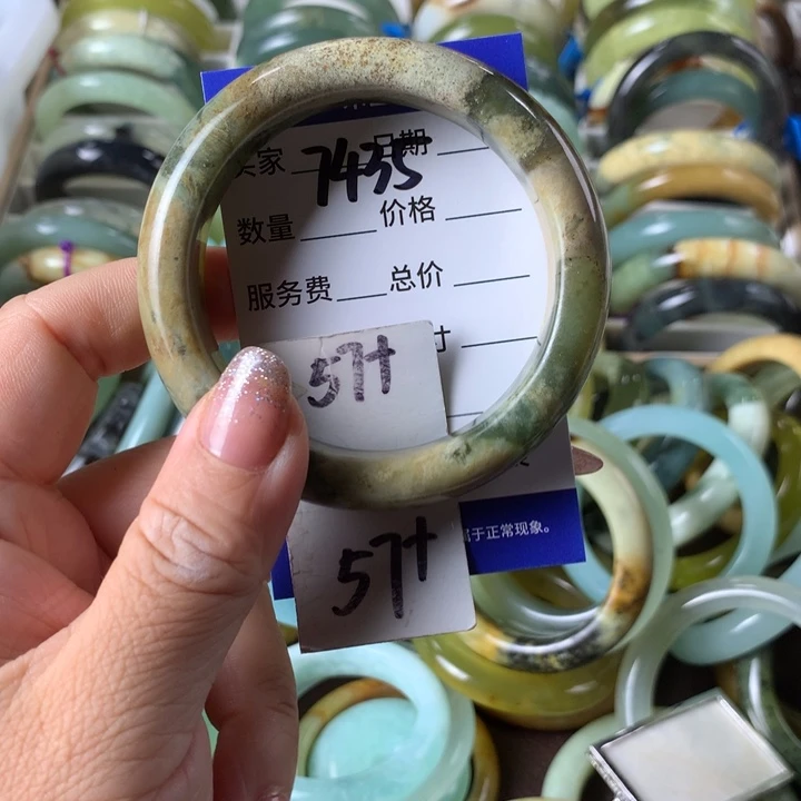 未镶嵌蛇纹石玉手镯7435