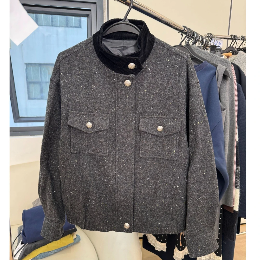 YSHUO红红推荐  小香风翻领双门襟气质外套  8757