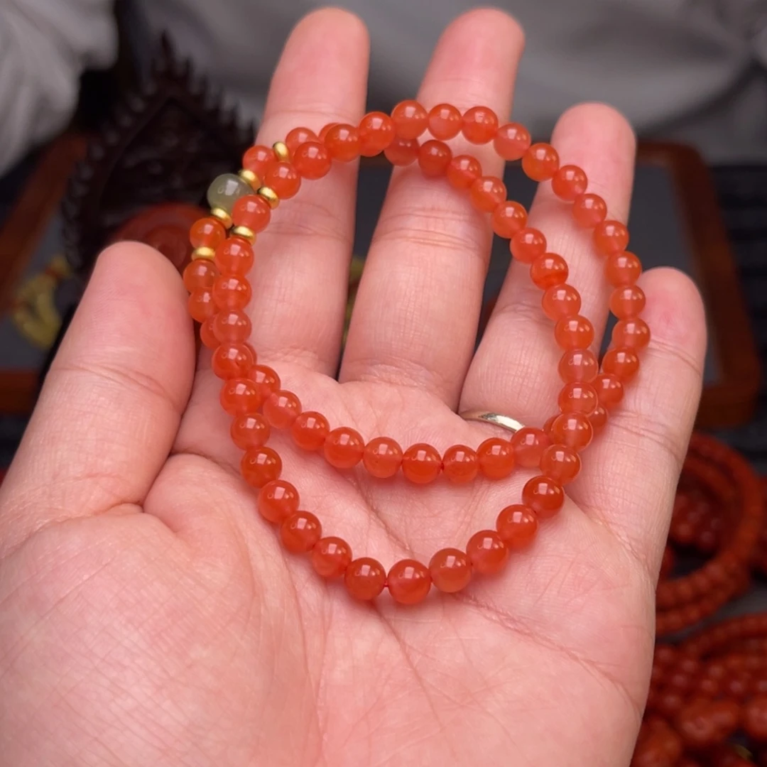 南红玛瑙保山冰红双圈卡5尺寸未镶嵌