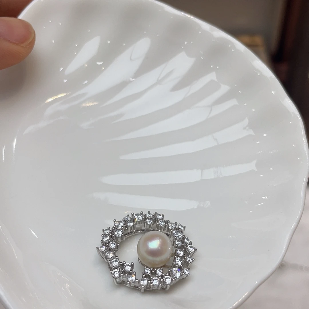 海水珍珠银S925镶嵌吊坠(不含链)