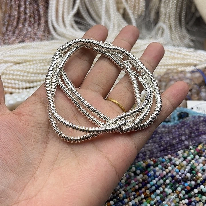 玛瑙/玉髓未镶嵌珠宝半成品2条4mm左右银胆石隔片