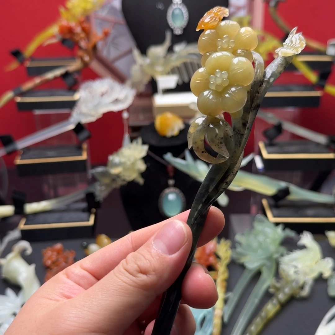 岫玉发饰未镶嵌娟*