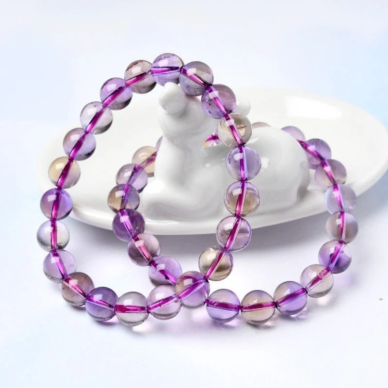 天然紫黄晶水晶手串时尚梦幻单圈百搭简约精美手串珠