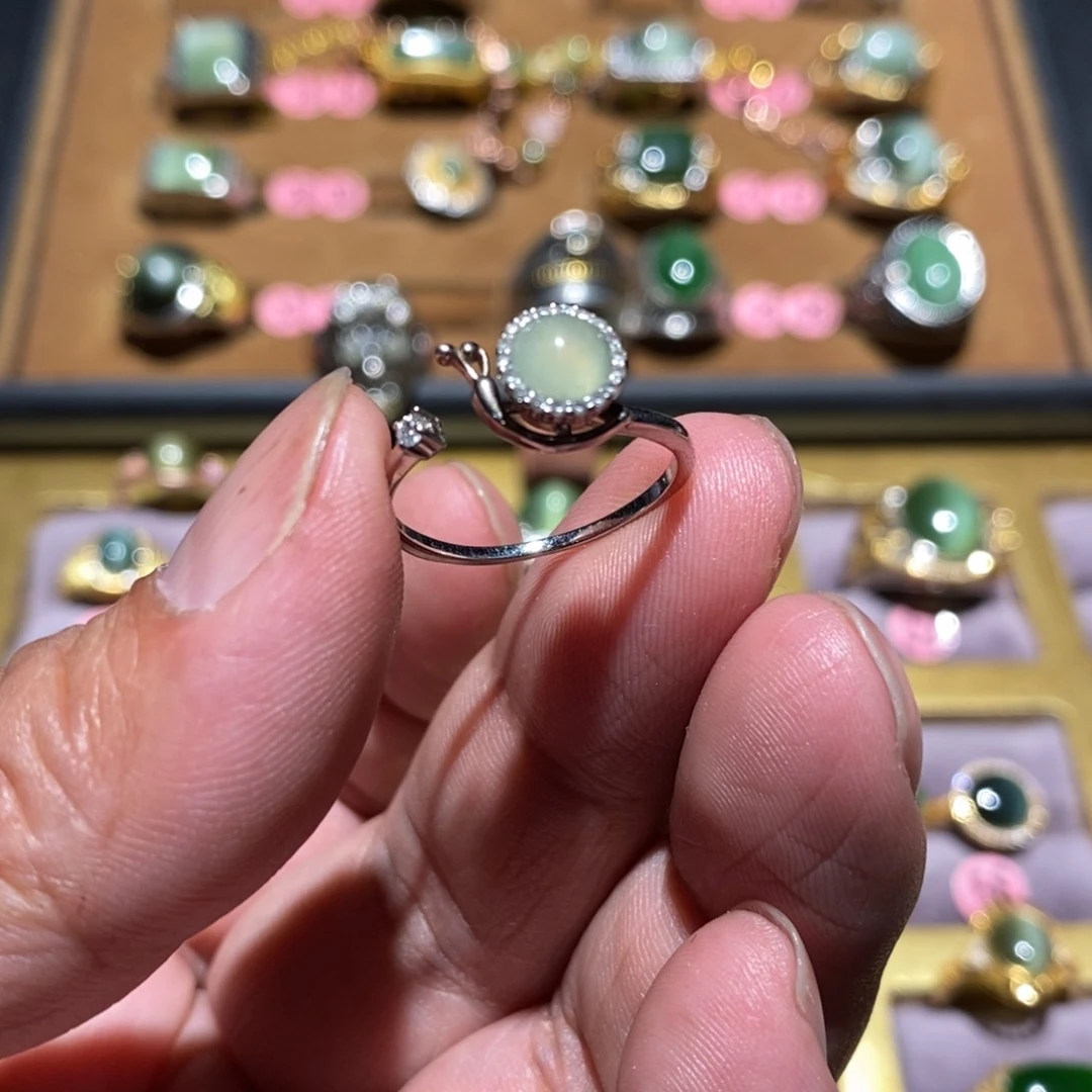 和田玉（碧玉）戒指银S925镶嵌