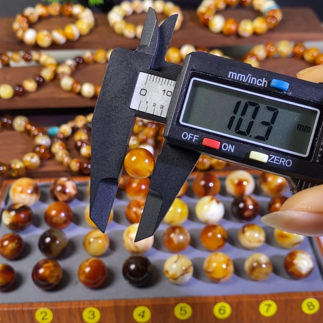 蜜蜡未镶嵌手链沁色蜜蜡圆珠