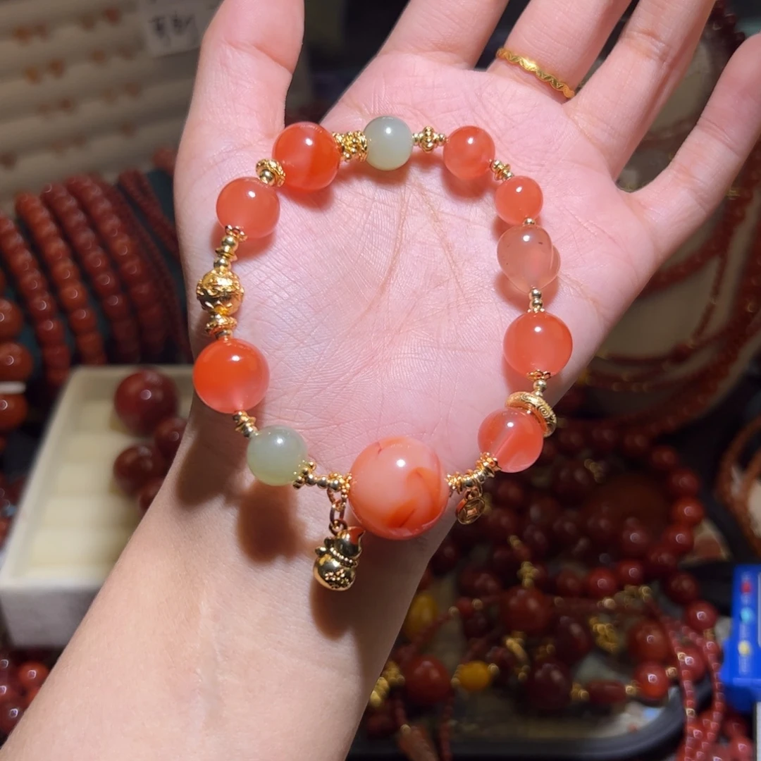 南红玛瑙未镶嵌手链12mm