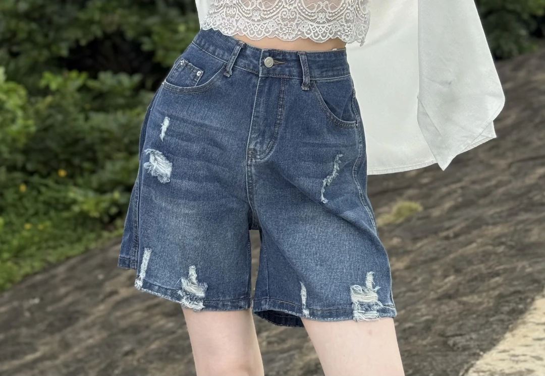 夏季薄款复古休闲显瘦直筒百搭五分裤7532