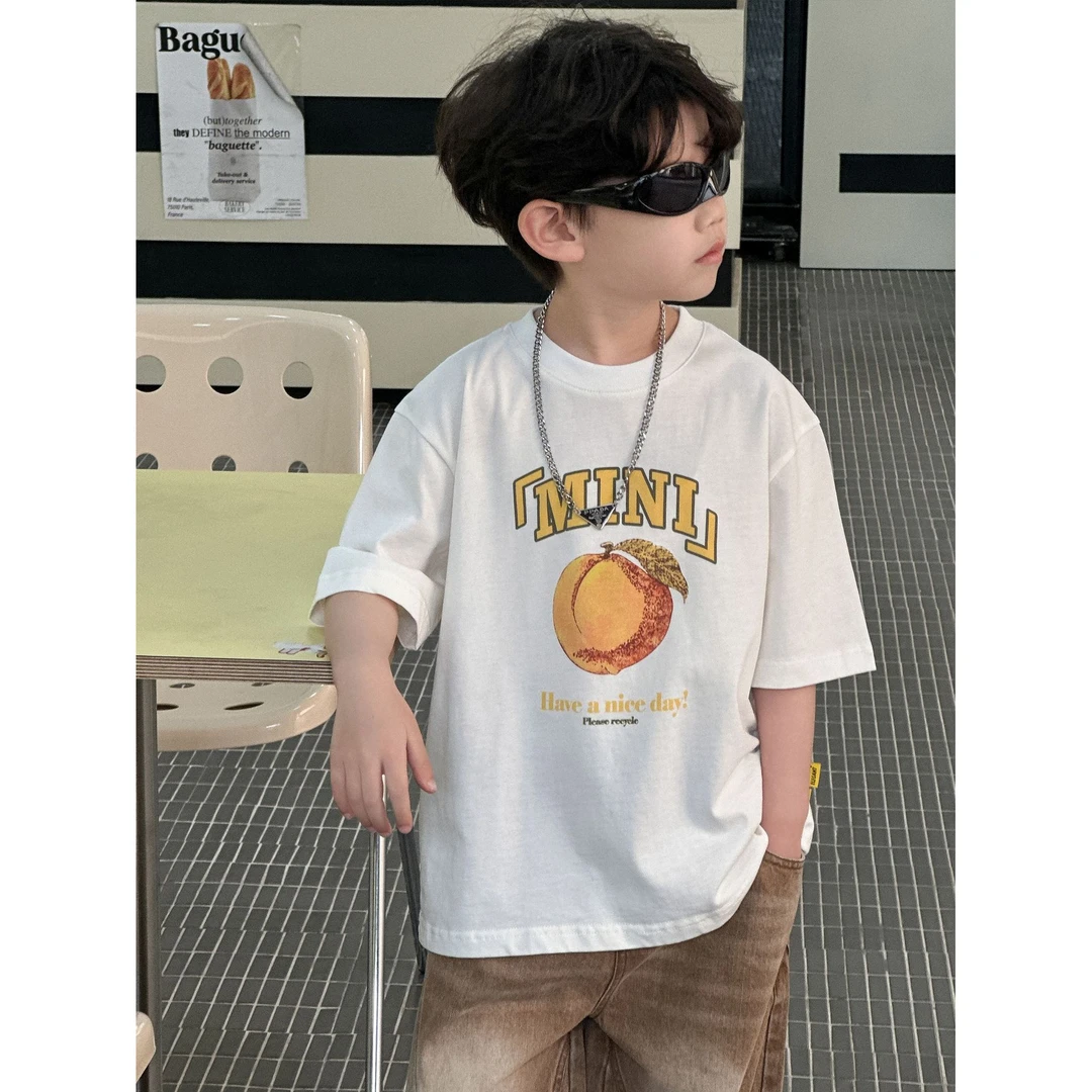 【Tang小白】男童纯棉T恤2025夏季新款儿童韩版卡通短袖圆领套头衫