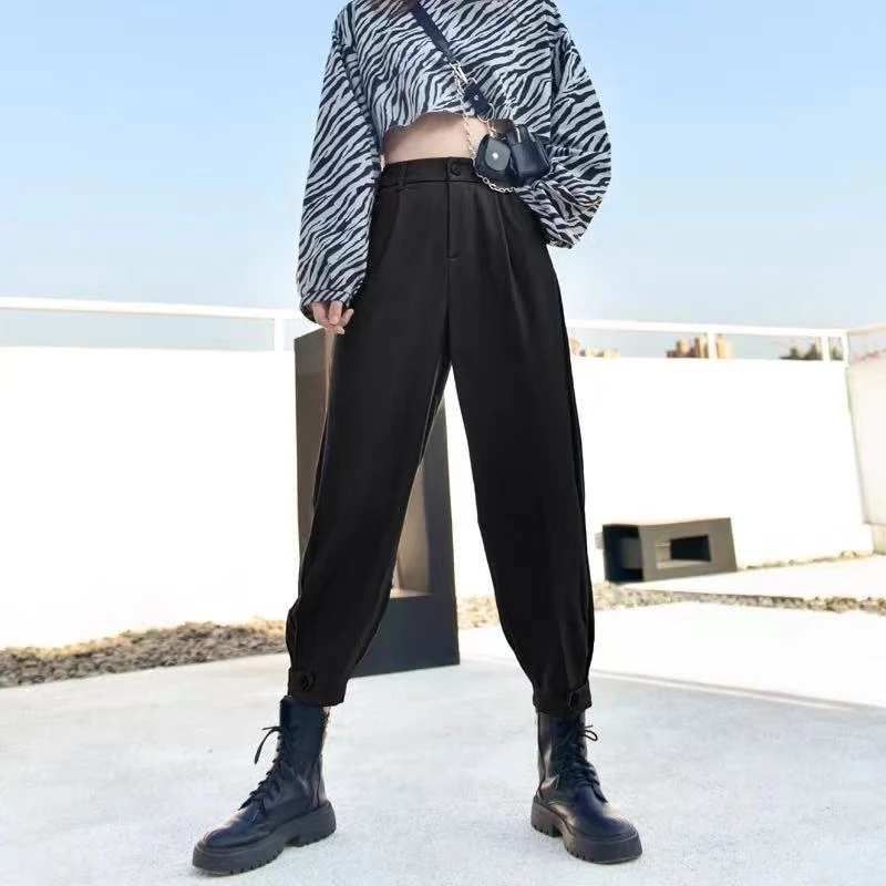 【杭州-新九天】NN3501-时尚女装设计感休闲裤直筒宽松高腰百搭显瘦