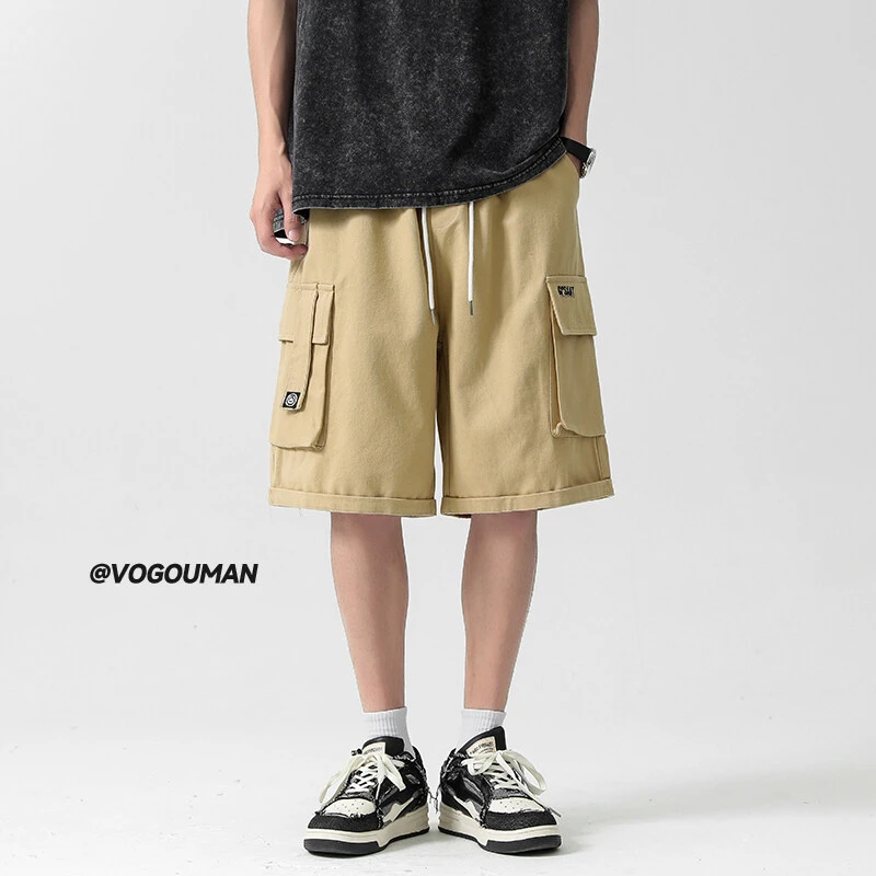 A404夏季潮牌水洗纯棉日系工装短裤男夏季宽松直筒五分裤